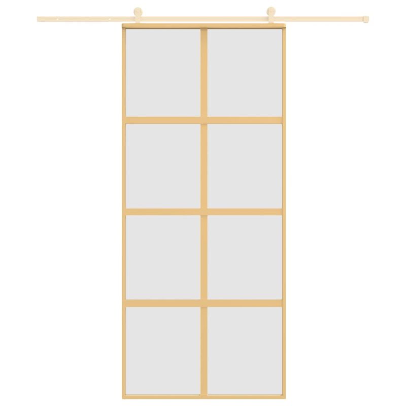 Casa si Gradina - Constructii - Usi interior, exterior si garaj - Usi interior - Usa glisanta, auriu, 90x205 cm, sticla ESG mata si aluminiu - Infinity.ro