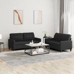 Casa si Gradina - Mobilier - Seturi de mobilier - Seturi living - Set de canapele cu perne, 2 piese, negru, piele ecologica - Infinity.ro
