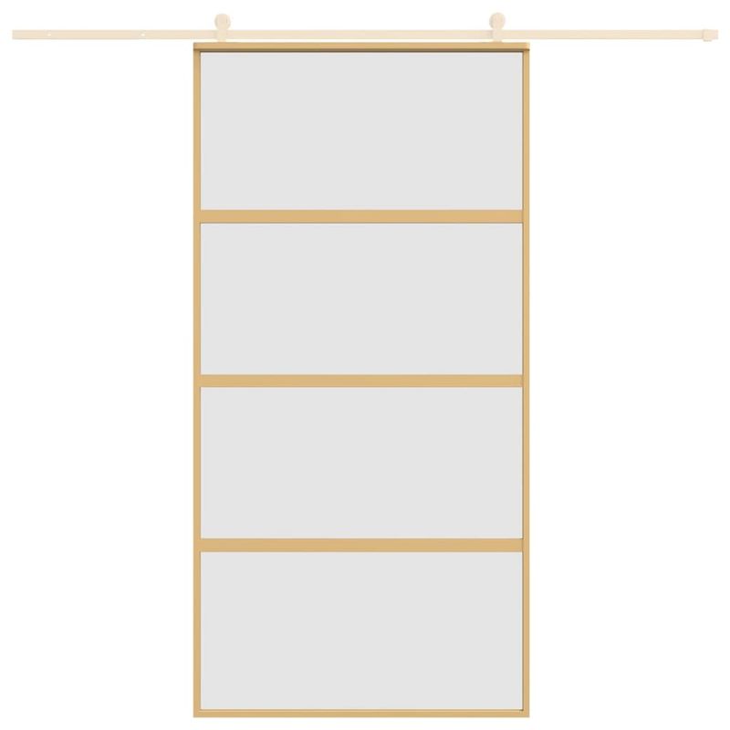 Casa si Gradina - Constructii - Usi interior, exterior si garaj - Usi garaj - Usa glisanta, auriu, 102,5x205 cm, sticla ESG mata si aluminiu - Infinity.ro