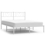 Casa si Gradina - Mobilier - Paturi si accesorii - Paturi - Cadru de pat metalic cu tablie, alb, 140x190 cm - Infinity.ro
