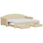 Casa si Gradina - Mobilier - Paturi si accesorii - Paturi - Pat de zi cu extensie si sertare, crem, 80x200 cm, textil - Infinity.ro