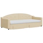 Casa si Gradina - Mobilier - Paturi si accesorii - Paturi - Pat de zi cu extensie si sertare, crem, 80x200 cm, textil - Infinity.ro