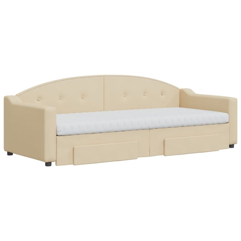 Casa si Gradina - Mobilier - Paturi si accesorii - Paturi - Pat de zi cu extensie si sertare, crem, 80x200 cm, textil - Infinity.ro