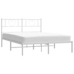 Casa si Gradina - Mobilier - Paturi si accesorii - Paturi - Cadru de pat metalic cu tablie, alb, 140x190 cm - Infinity.ro
