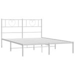 Casa si Gradina - Mobilier - Paturi si accesorii - Paturi - Cadru de pat metalic cu tablie, alb, 140x190 cm - Infinity.ro
