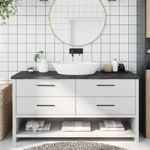 Casa si Gradina - Mobilier - Mobilier baie - Blaturi baie - Blat de baie, maro inchis, 160x50x(2-4) cm, lemn masiv tratat - Infinity.ro