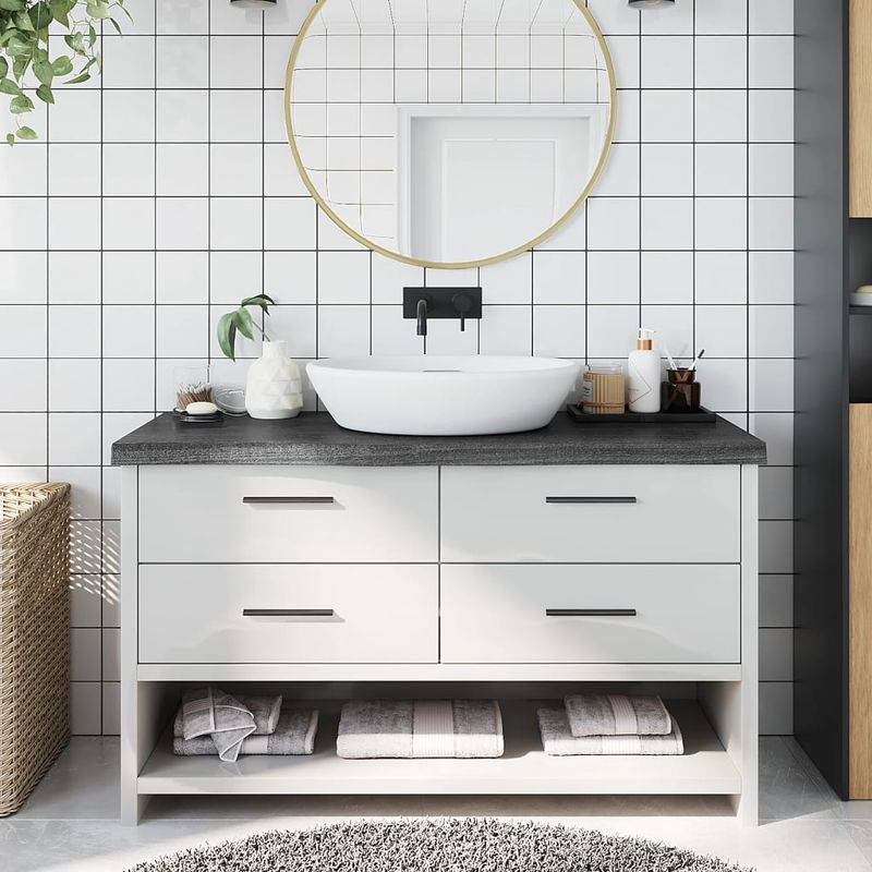 Casa si Gradina - Mobilier - Mobilier baie - Blaturi baie - Blat de baie, maro inchis, 100x40x(2-6) cm, lemn masiv tratat - Infinity.ro