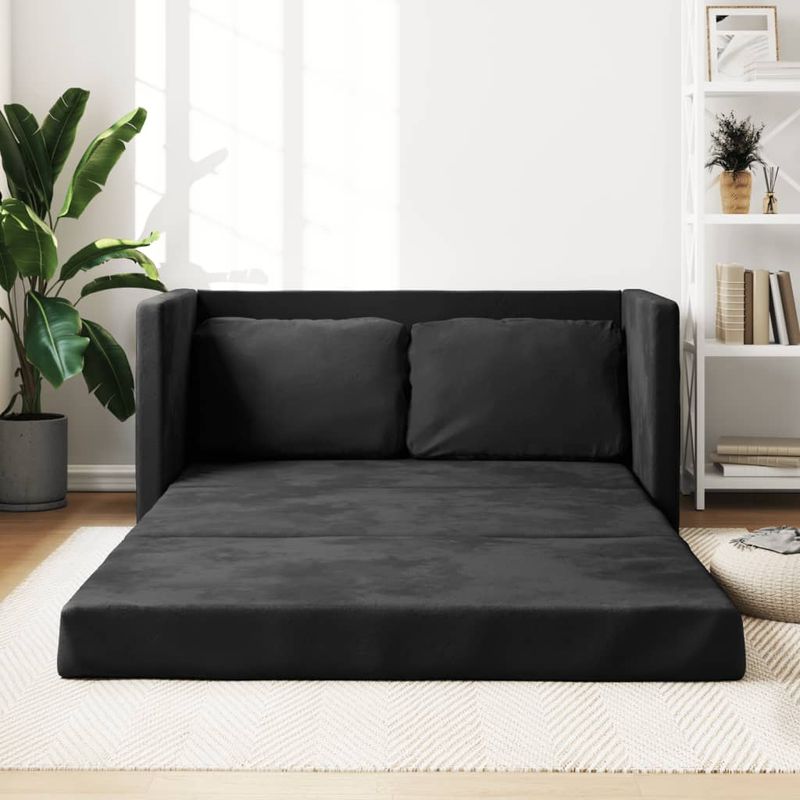 Casa si Gradina - Mobilier - Canapele si coltare - Canapele - Canapea extensibila 2 in 1, negru, 122x204x55 cm catifea - Infinity.ro