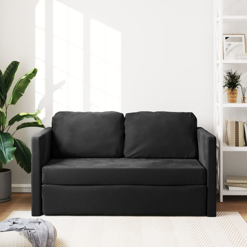 Casa si Gradina - Mobilier - Canapele si coltare - Canapele - Canapea extensibila 2 in 1, negru, 122x204x55 cm catifea - Infinity.ro