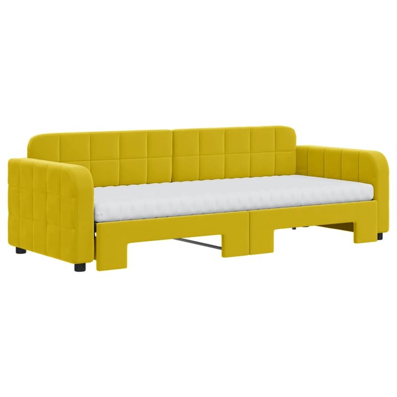Casa si Gradina - Mobilier - Paturi si accesorii - Paturi - Pat de zi cu extensie si saltea, galben, 80x200 cm, catifea - Infinity.ro