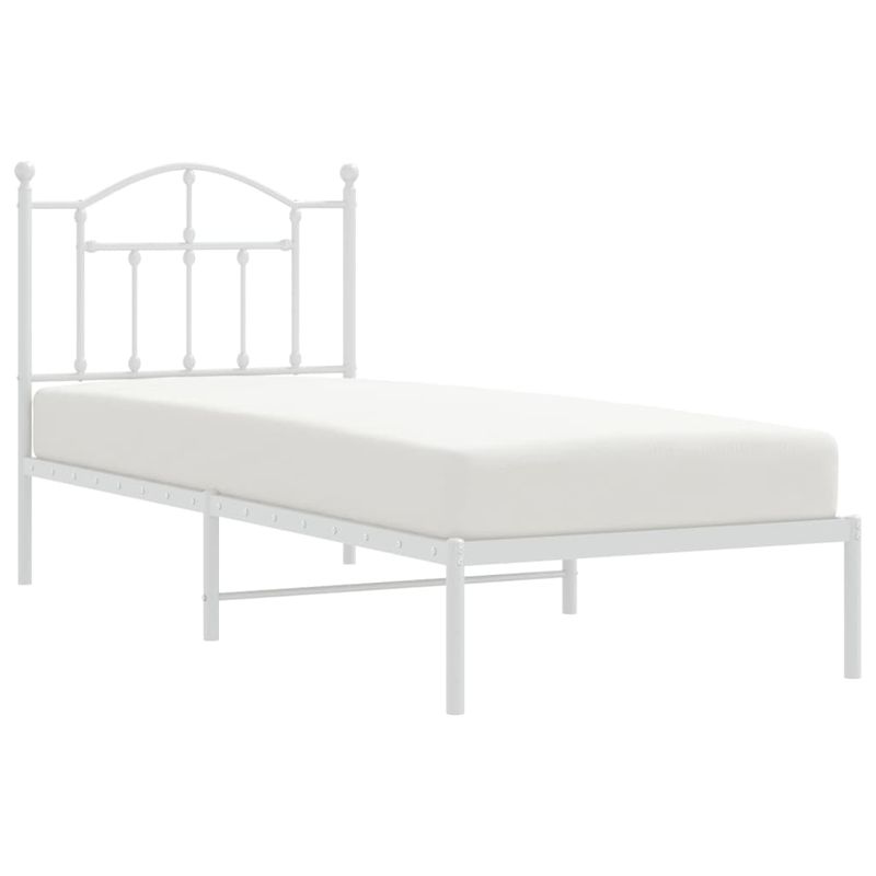 Casa si Gradina - Mobilier - Paturi si accesorii - Paturi - Cadru pat metalic cu tablie, alb, 90x200 cm - Infinity.ro