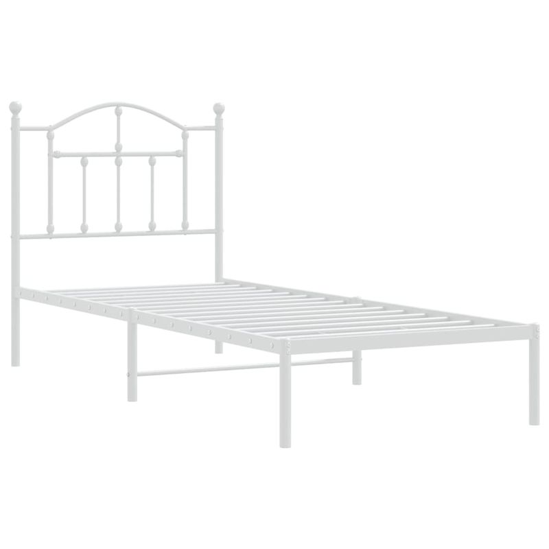 Casa si Gradina - Mobilier - Paturi si accesorii - Paturi - Cadru pat metalic cu tablie, alb, 90x200 cm - Infinity.ro