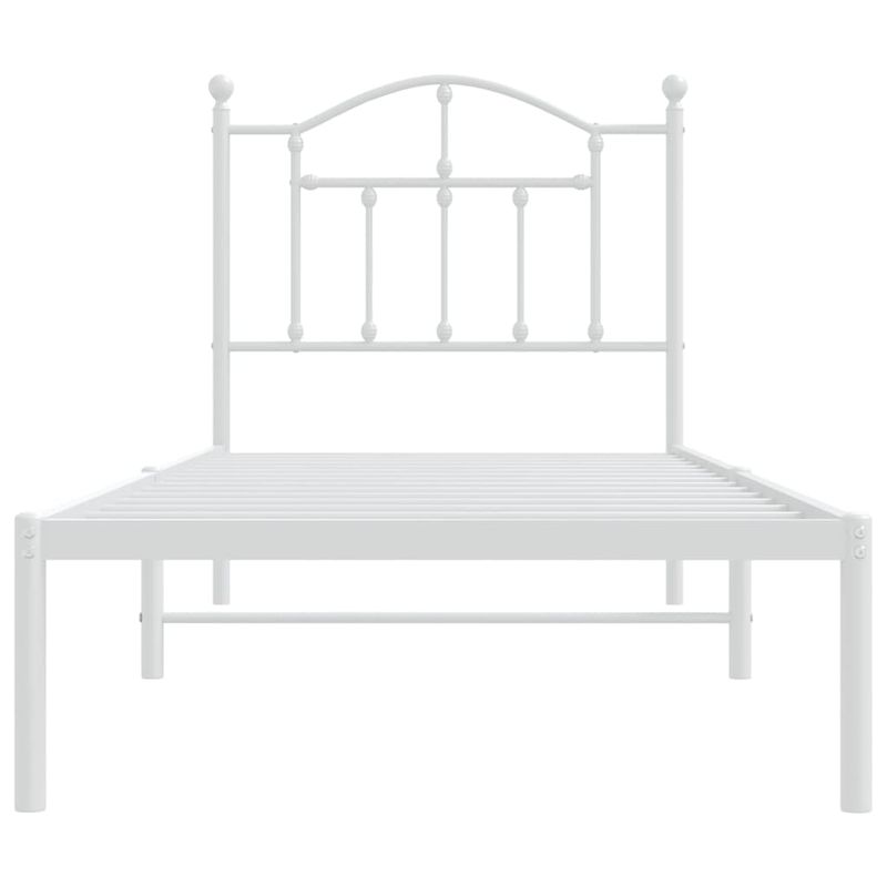 Casa si Gradina - Mobilier - Paturi si accesorii - Paturi - Cadru pat metalic cu tablie, alb, 90x200 cm - Infinity.ro