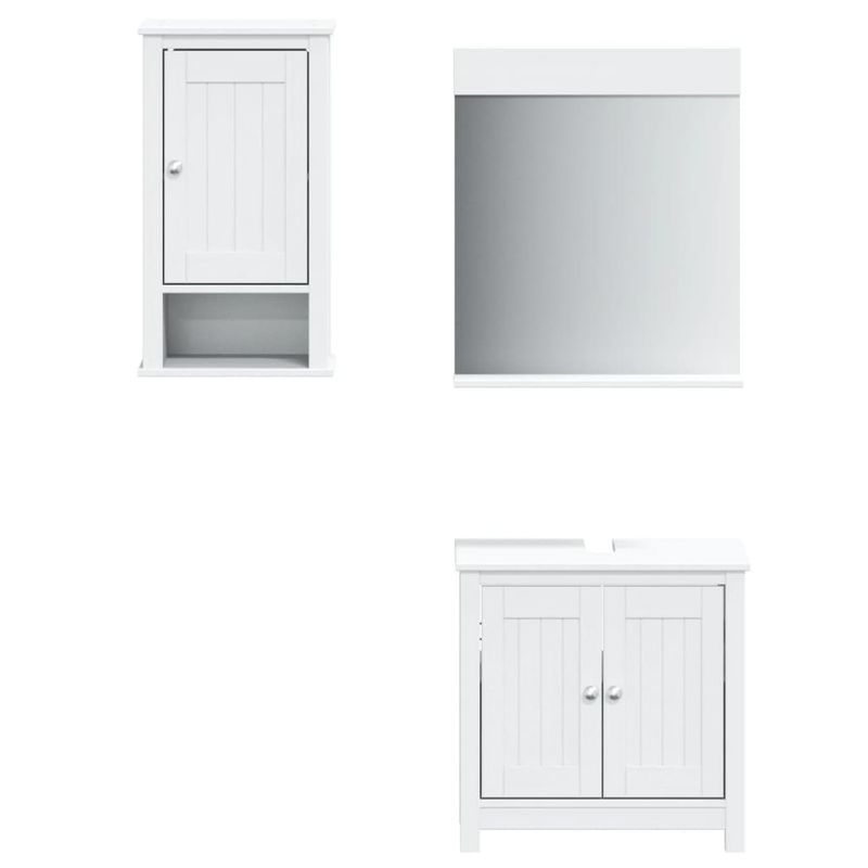Casa si Gradina - Mobilier - Seturi de mobilier - Seturi baie - Set mobilier baie, 3 piese, „BERG”, alb, lemn masiv de pin, mărime 40x27x71.5 cm - Infinity.ro