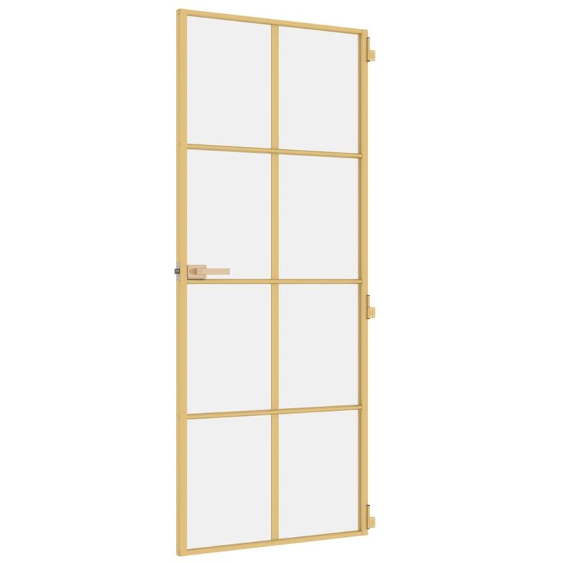 Casa si Gradina - Constructii - Usi interior, exterior si garaj - Usi garaj - Usa de interior Slim auriu 83x201,5cm sticla temperata/aluminiu, auriu și transparent, model 4x2 grilaje - Infinity.ro