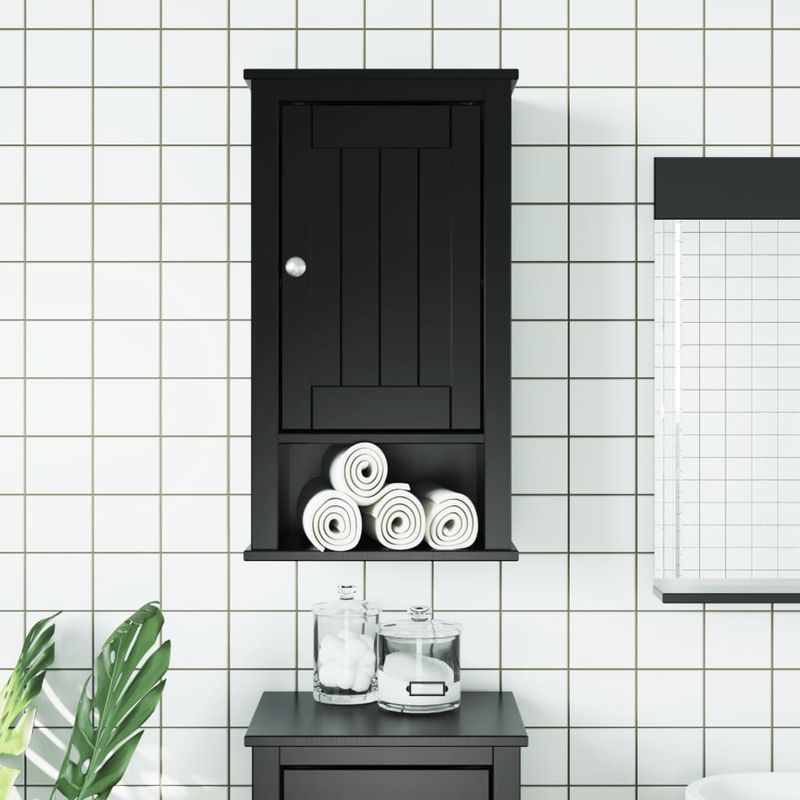 Casa si Gradina - Mobilier - Mobilier baie - Comode baie - Dulap de baie de perete "BERG" negru, 40x27x71,5 cm, lemn pin - Infinity.ro