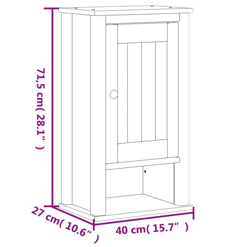 Casa si Gradina - Mobilier - Mobilier baie - Comode baie - Dulap de baie de perete "BERG" negru, 40x27x71,5 cm, lemn pin - Infinity.ro