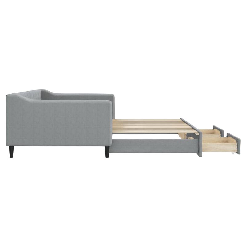 Casa si Gradina - Mobilier - Paturi si accesorii - Paturi - Pat de zi cu extensie si sertare, gri deschis 100x200 cm textil - Infinity.ro