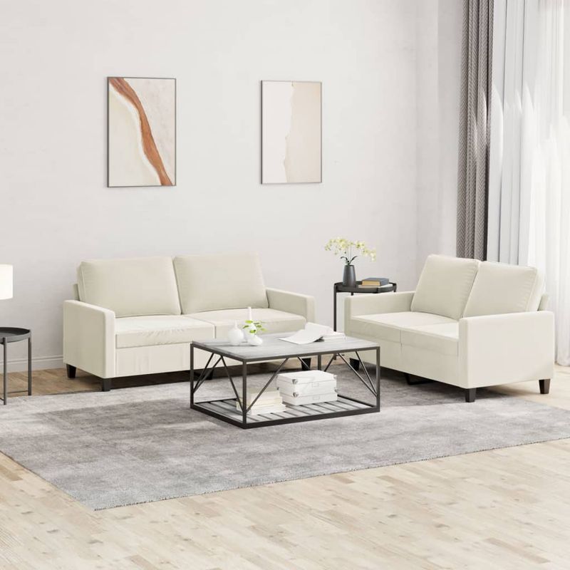 Casa si Gradina - Mobilier - Seturi de mobilier - Seturi living - Set de canapele cu perne, 2 piese, crem, catifea - Infinity.ro
