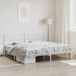 Casa si Gradina - Mobilier - Paturi si accesorii - Paturi - Cadru de pat metalic cu tablie de cap/picioare, alb, 183x213 cm - Infinity.ro