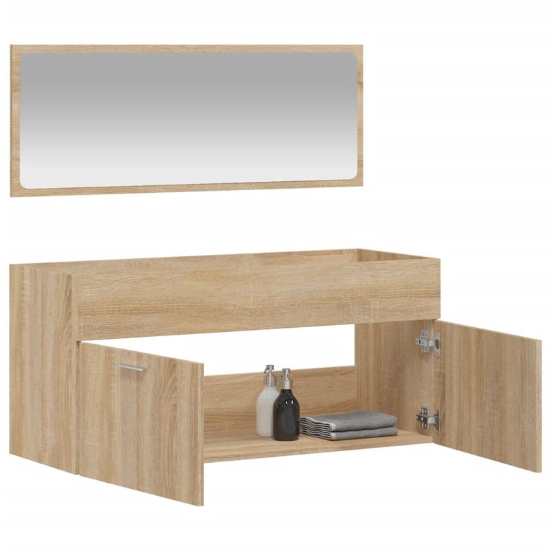 Casa si Gradina - Mobilier - Mobilier baie - Comode baie - Dulap de baie cu oglinda, stejar sonoma, lemn prelucrat - Infinity.ro