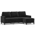 Casa si Gradina - Mobilier - Canapele si coltare - Canapele - Canapea cu 3 locuri si taburet, negru, 180 cm, catifea - Infinity.ro