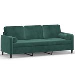 Casa si Gradina - Mobilier - Canapele si coltare - Canapele - Canapea cu 3 locuri cu pernute, verde inchis, 180 cm, catifea - Infinity.ro