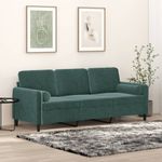 Casa si Gradina - Mobilier - Canapele si coltare - Canapele - Canapea cu 3 locuri cu pernute, verde inchis, 180 cm, catifea - Infinity.ro