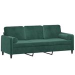Casa si Gradina - Mobilier - Canapele si coltare - Canapele - Canapea cu 3 locuri cu pernute, verde inchis, 180 cm, catifea - Infinity.ro