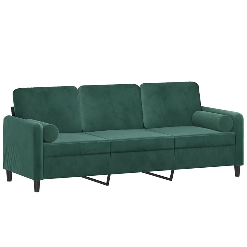 Casa si Gradina - Mobilier - Canapele si coltare - Canapele - Canapea cu 3 locuri cu pernute, verde inchis, 180 cm, catifea - Infinity.ro