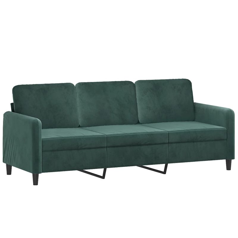 Casa si Gradina - Mobilier - Canapele si coltare - Canapele - Canapea cu 3 locuri cu pernute, verde inchis, 180 cm, catifea - Infinity.ro