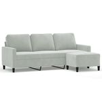 Casa si Gradina - Mobilier - Canapele si coltare - Canapele - Canapea cu 3 locuri si taburet, gri deschis, 180 cm, catifea - Infinity.ro