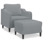 Casa si Gradina - Mobilier - Scaune si fotolii - Fotolii - Fotoliu canapea cu taburet, gri deschis, 60 cm, textil - Infinity.ro
