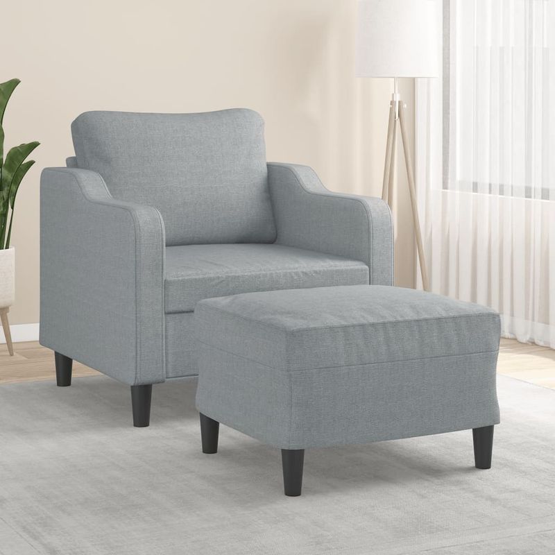 Casa si Gradina - Mobilier - Scaune si fotolii - Fotolii - Fotoliu canapea cu taburet, gri deschis, 60 cm, textil - Infinity.ro