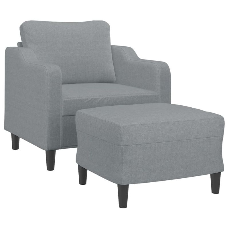 Casa si Gradina - Mobilier - Scaune si fotolii - Fotolii - Fotoliu canapea cu taburet, gri deschis, 60 cm, textil - Infinity.ro