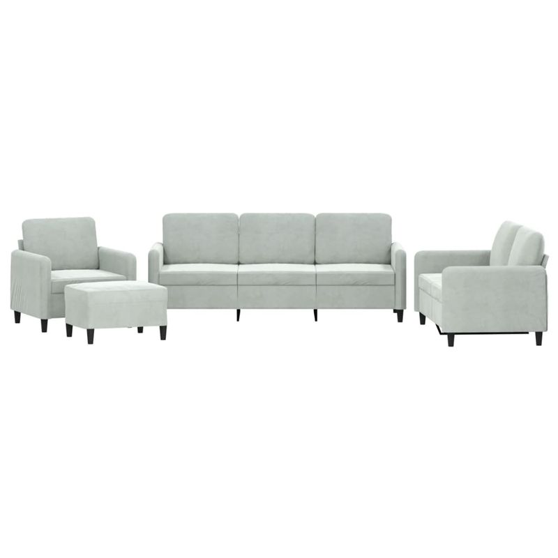 Casa si Gradina - Mobilier - Seturi de mobilier - Seturi living - Set de canapele, 4 piese, gri deschis, catifea - Infinity.ro