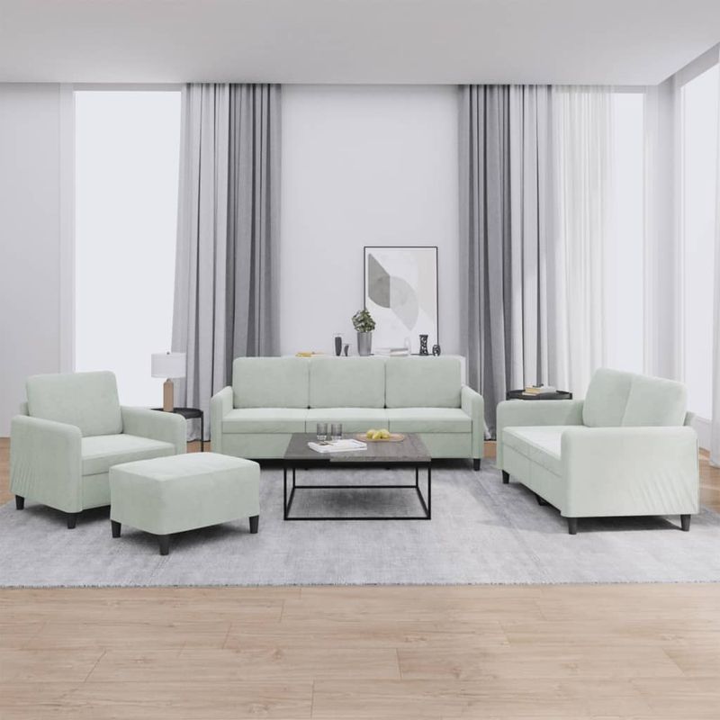 Casa si Gradina - Mobilier - Seturi de mobilier - Seturi living - Set de canapele, 4 piese, gri deschis, catifea - Infinity.ro