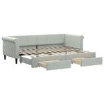 Casa si Gradina - Mobilier - Paturi si accesorii - Paturi - Pat de zi cu extensie si sertare, gri deschis 80x200 cm catifea - Infinity.ro