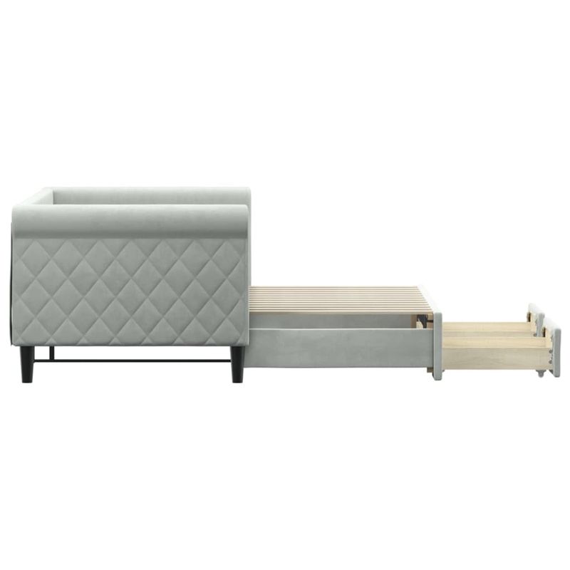 Casa si Gradina - Mobilier - Paturi si accesorii - Paturi - Pat de zi cu extensie si sertare, gri deschis 80x200 cm catifea - Infinity.ro