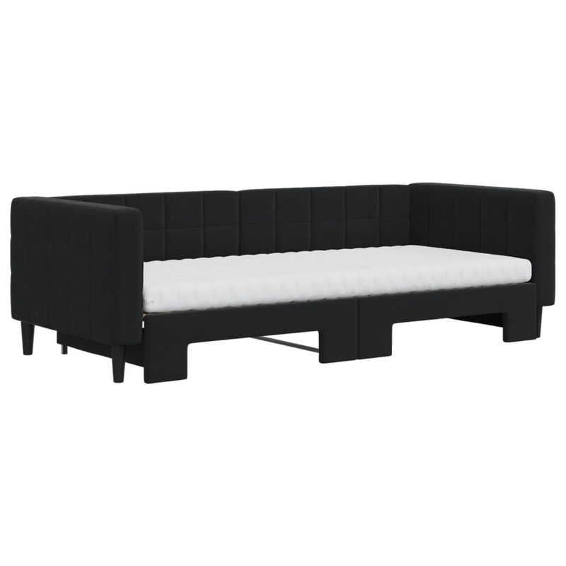 Casa si Gradina - Mobilier - Paturi si accesorii - Paturi - Pat de zi cu extensie si saltea, negru, 90x200 cm, catifea - Infinity.ro