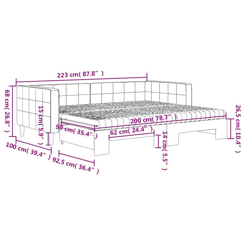 Casa si Gradina - Mobilier - Paturi si accesorii - Paturi - Pat de zi cu extensie si saltea, negru, 90x200 cm, catifea - Infinity.ro