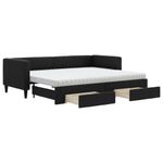 Casa si Gradina - Mobilier - Paturi si accesorii - Paturi - Pat de zi cu extensie si sertare, negru, 80x200 cm, textil - Infinity.ro