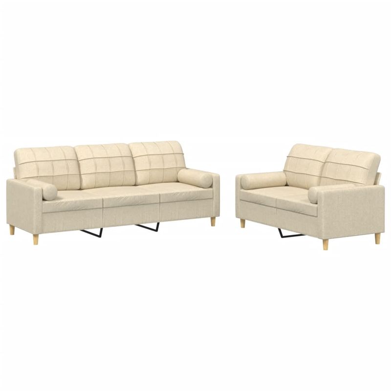 Casa si Gradina - Mobilier - Seturi de mobilier - Seturi living - Set de canapele cu perne, 2 piese, crem, material textil - Infinity.ro
