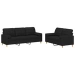 Casa si Gradina - Mobilier - Seturi de mobilier - Seturi living - Set de canapele cu perne, 2 piese, negru, material textil - Infinity.ro