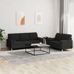 Casa si Gradina - Mobilier - Seturi de mobilier - Seturi living - Set de canapele cu perne, 2 piese, negru, material textil - Infinity.ro