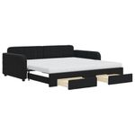 Casa si Gradina - Mobilier - Paturi si accesorii - Paturi - Pat de zi cu extensie si sertare, negru, 100x200 cm, catifea - Infinity.ro