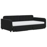 Casa si Gradina - Mobilier - Paturi si accesorii - Paturi - Pat de zi cu extensie si sertare, negru, 100x200 cm, catifea - Infinity.ro