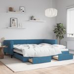 Casa si Gradina - Mobilier - Paturi si accesorii - Paturi - Pat de zi cu extensie si sertare, albastru, 100x200 cm, catifea - Infinity.ro