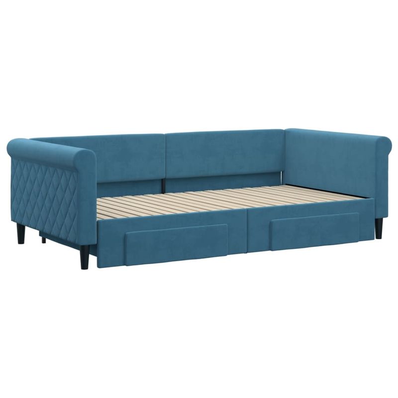 Casa si Gradina - Mobilier - Paturi si accesorii - Paturi - Pat de zi cu extensie si sertare, albastru, 100x200 cm, catifea - Infinity.ro