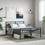 Casa si Gradina - Mobilier - Paturi si accesorii - Paturi - Cadru pat metalic cu tablie de cap/picioare, negru, 150x200 cm - Infinity.ro